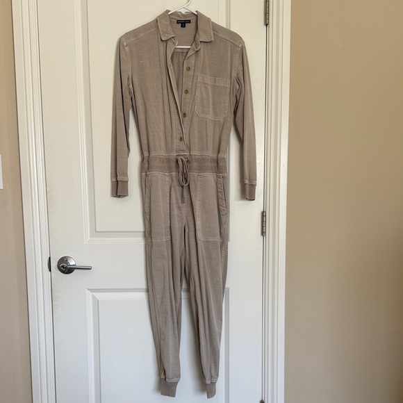 James Perse Pants - James Perse Taupe Button-Front Jumpsuit